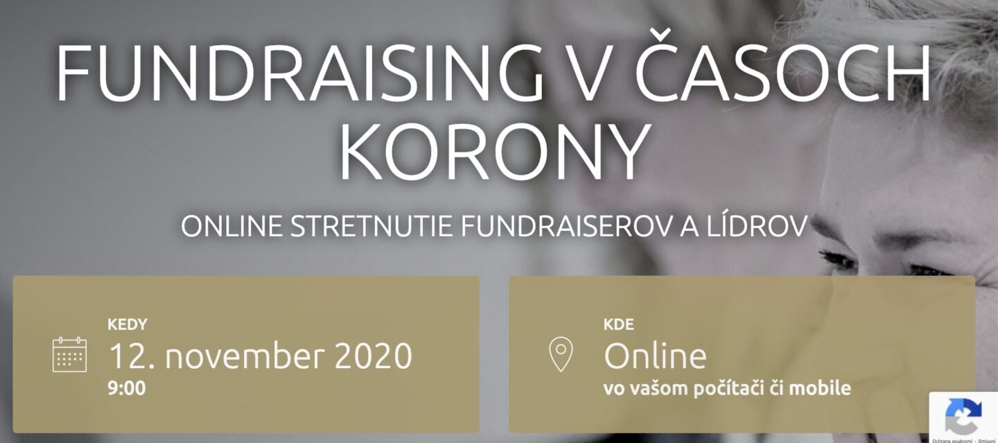 Slovensko-česká konference o&nbsp;fundraisingu v&nbsp;časech korony již 12.11.&nbsp;on-line!